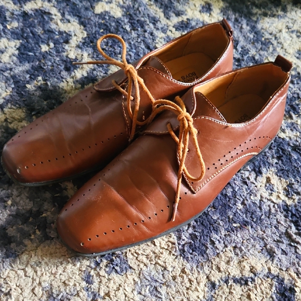 Classic Brown Leather Boys Dress Shoes